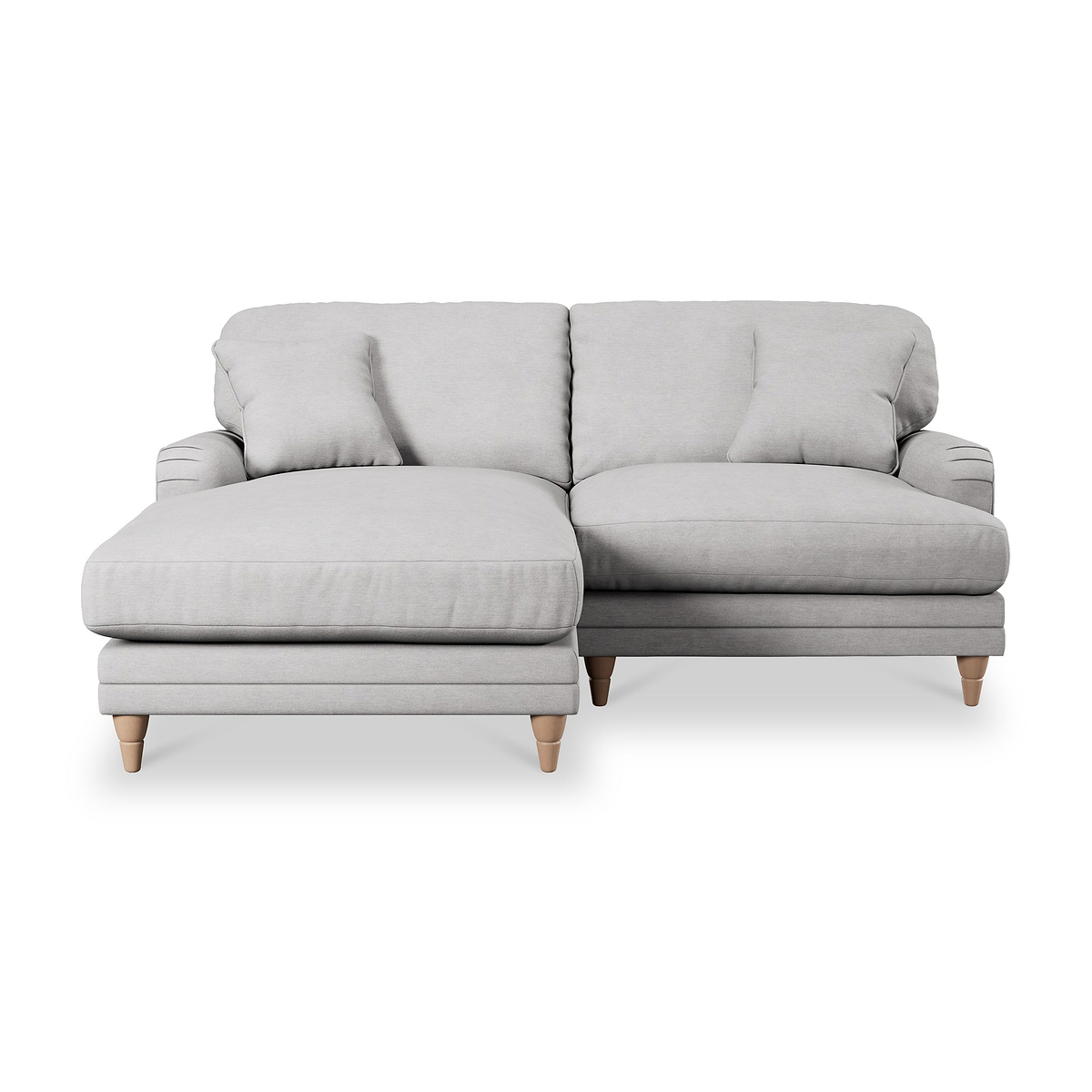 Bampton 3 Seater Chaise Sofa LH Silver Oak Feet from Roseland Furniture
