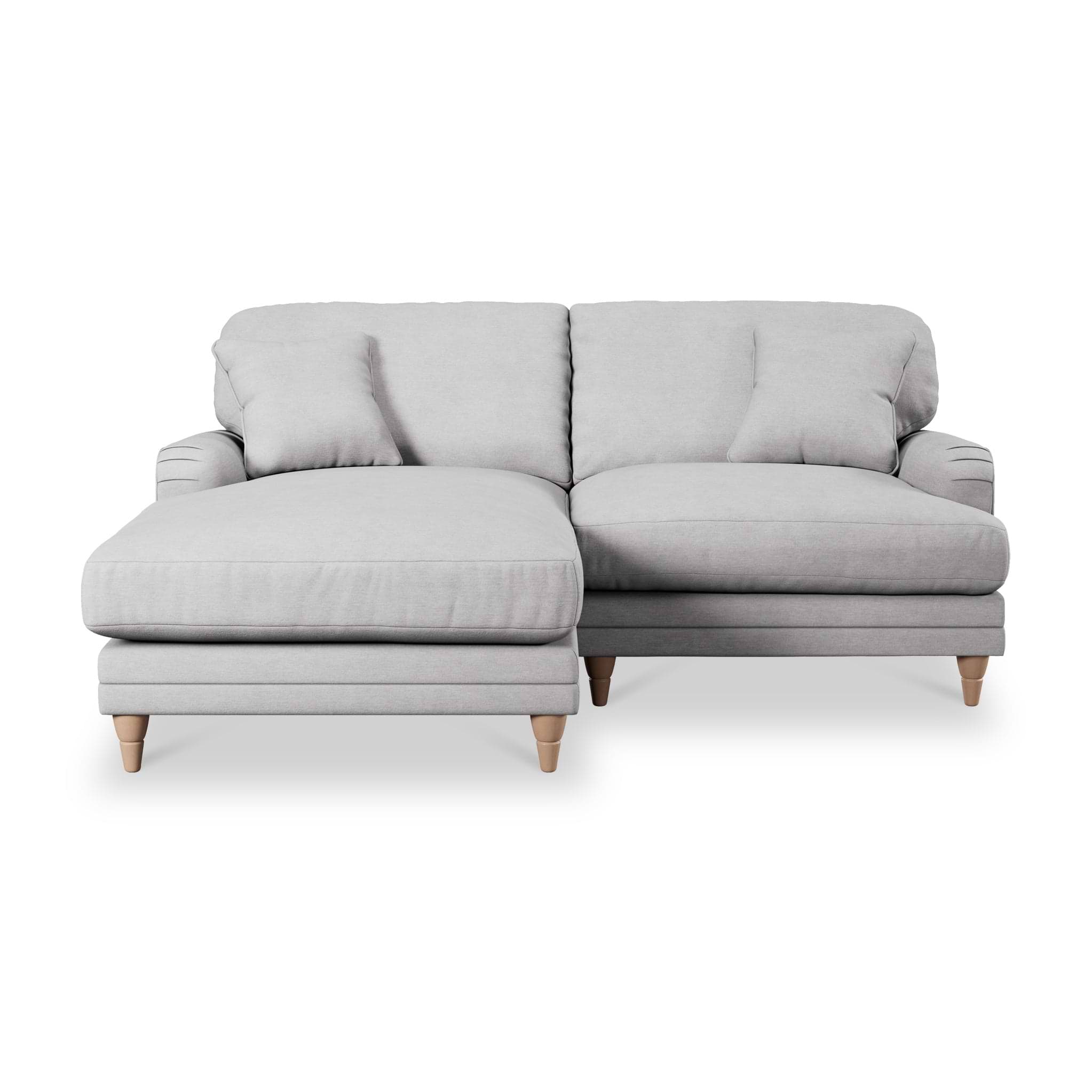 Bampton 3 Seater Chaise Sofa LH Silver Oak Feet from Roseland Furniture