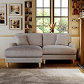 Bampton 3 Seater Chaise Sofa LH Silver Oak Feet from Roseland Furniture