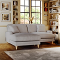 Bampton 3 Seater Chaise Sofa LH Silver Oak Feet from Roseland Furniture