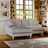 Bampton 3 Seater Chaise Sofa LH Silver Oak Feet from Roseland Furniture