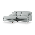 Bampton 3 Seater Chaise Sofa LH Warm Grey Beech Feet from Roseland Furniture