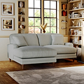 Bampton 3 Seater Chaise Sofa LH Warm Grey Beech Feet from Roseland Furniture