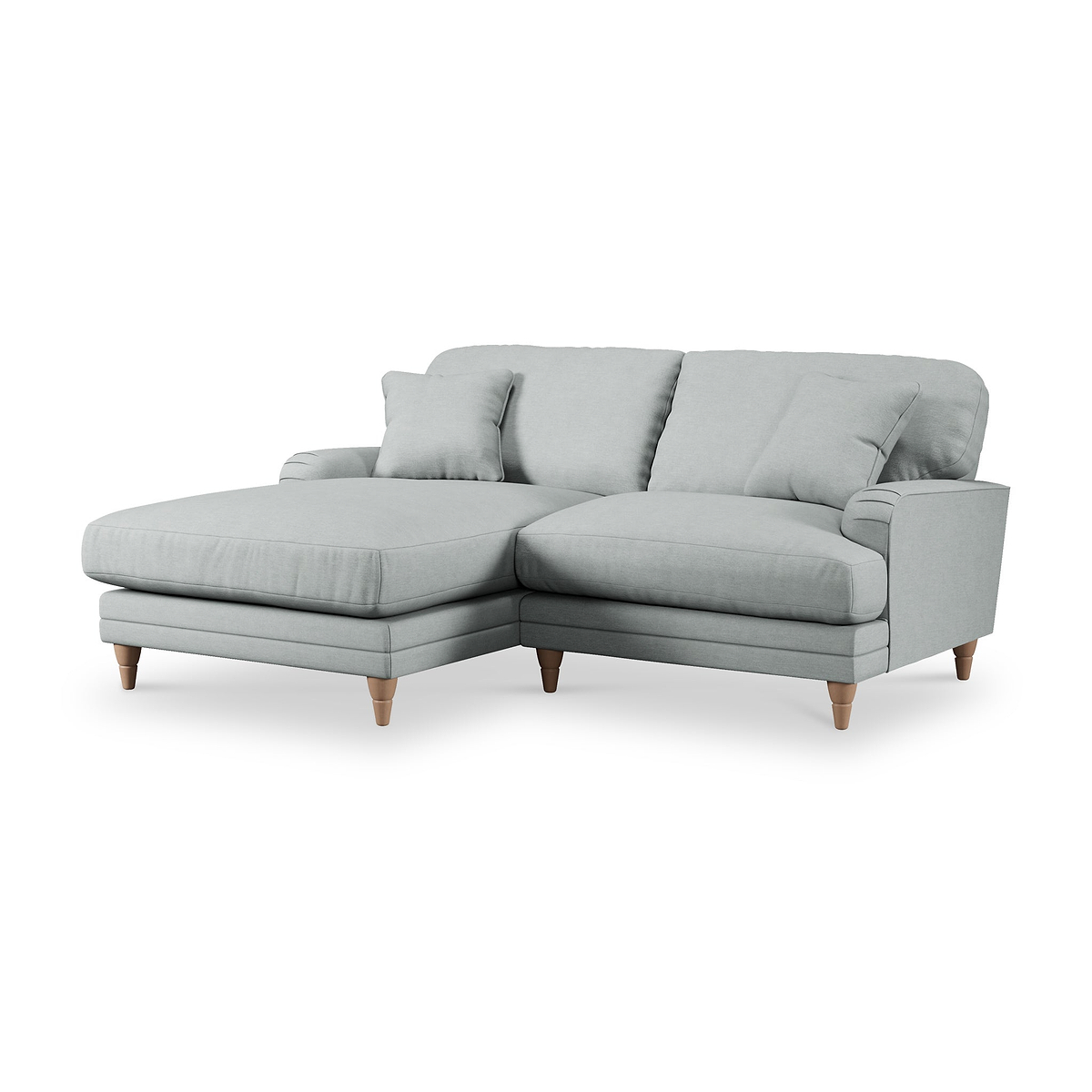 Bampton 3 Seater Chaise Sofa LH Warm Grey Oak Feet from Roseland Furniture