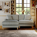 Bampton 3 Seater Chaise Sofa LH Warm Grey Oak Feet from Roseland Furniture