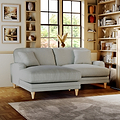 Bampton 3 Seater Chaise Sofa LH Warm Grey Oak Feet from Roseland Furniture