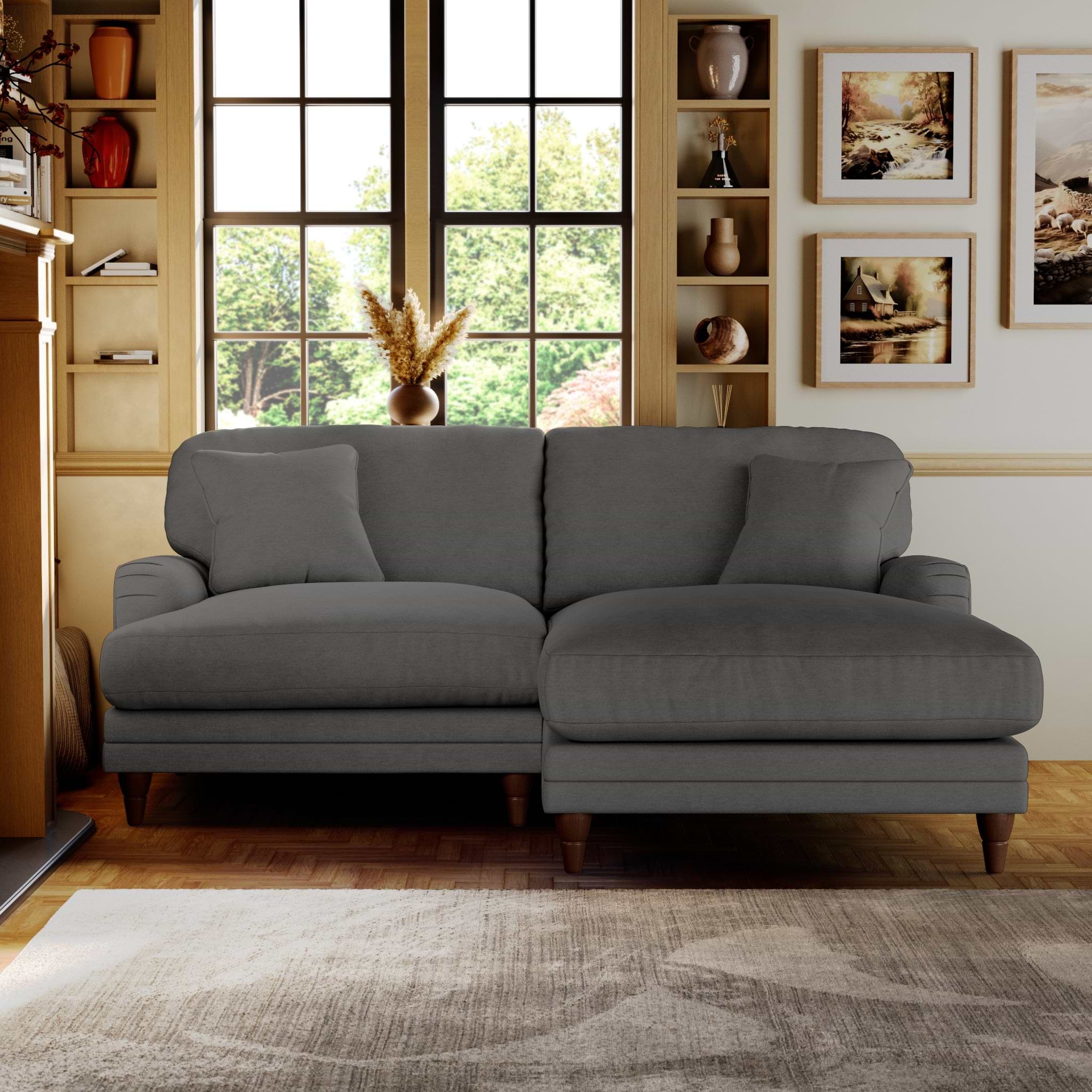 Bampton 3 Seater Chaise Sofa Charcoal from Roseland Furniture