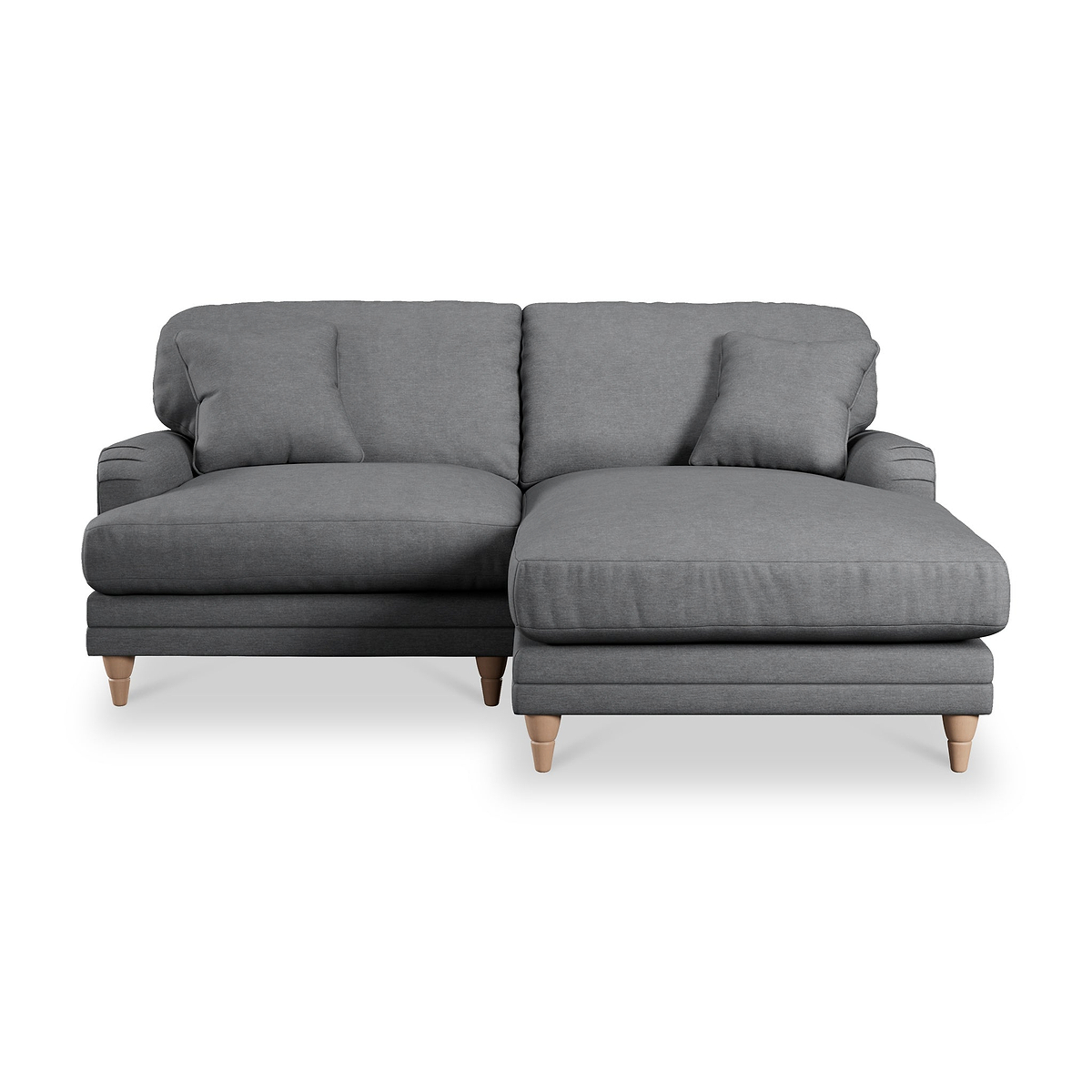 Bampton 3 Seater Chaise Sofa RH Charcoal Oak Feet from Roseland Furniture