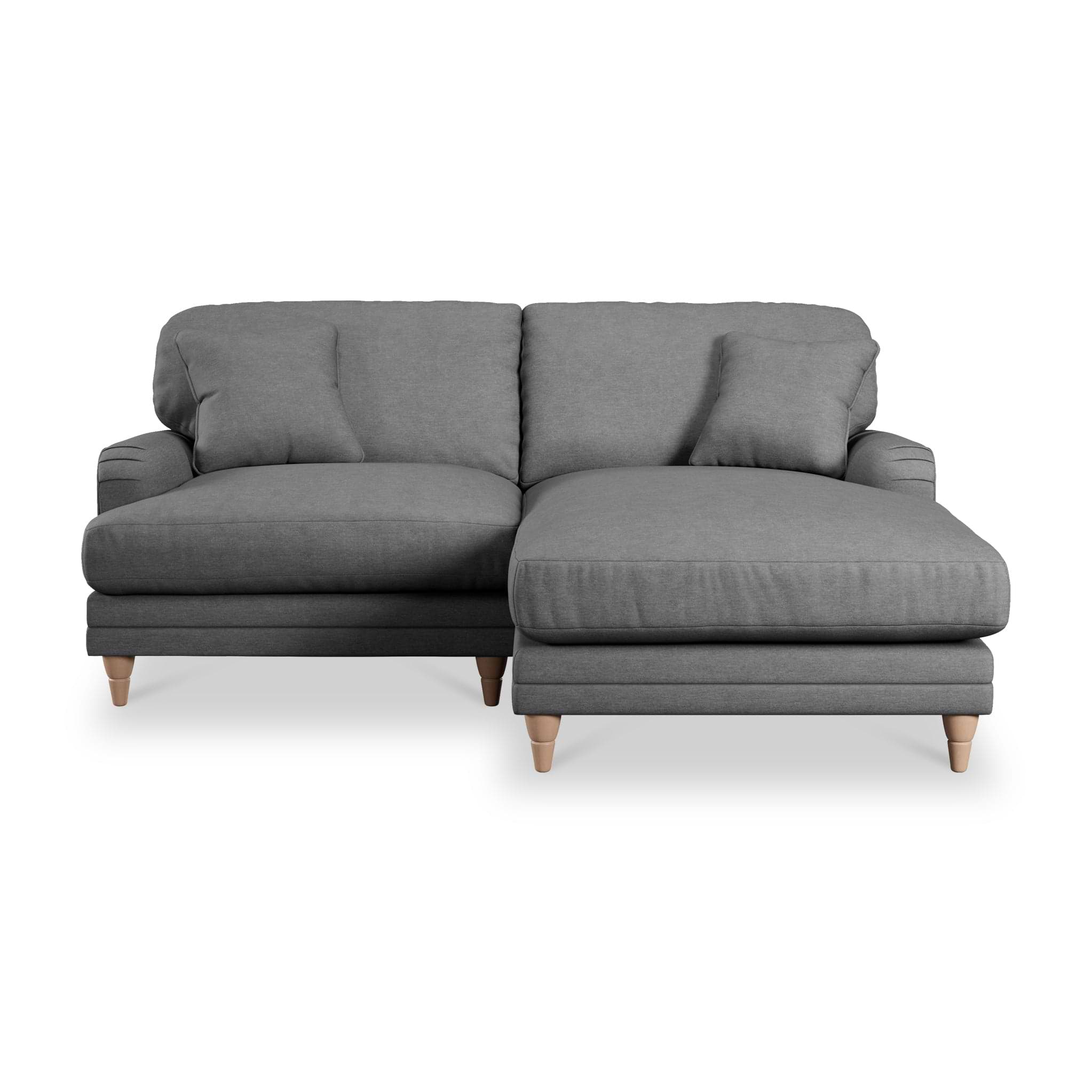 Bampton 3 Seater Chaise Sofa RH Charcoal Oak Feet from Roseland Furniture