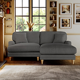 Bampton 3 Seater Chaise Sofa RH Charcoal Oak Feet from Roseland Furniture