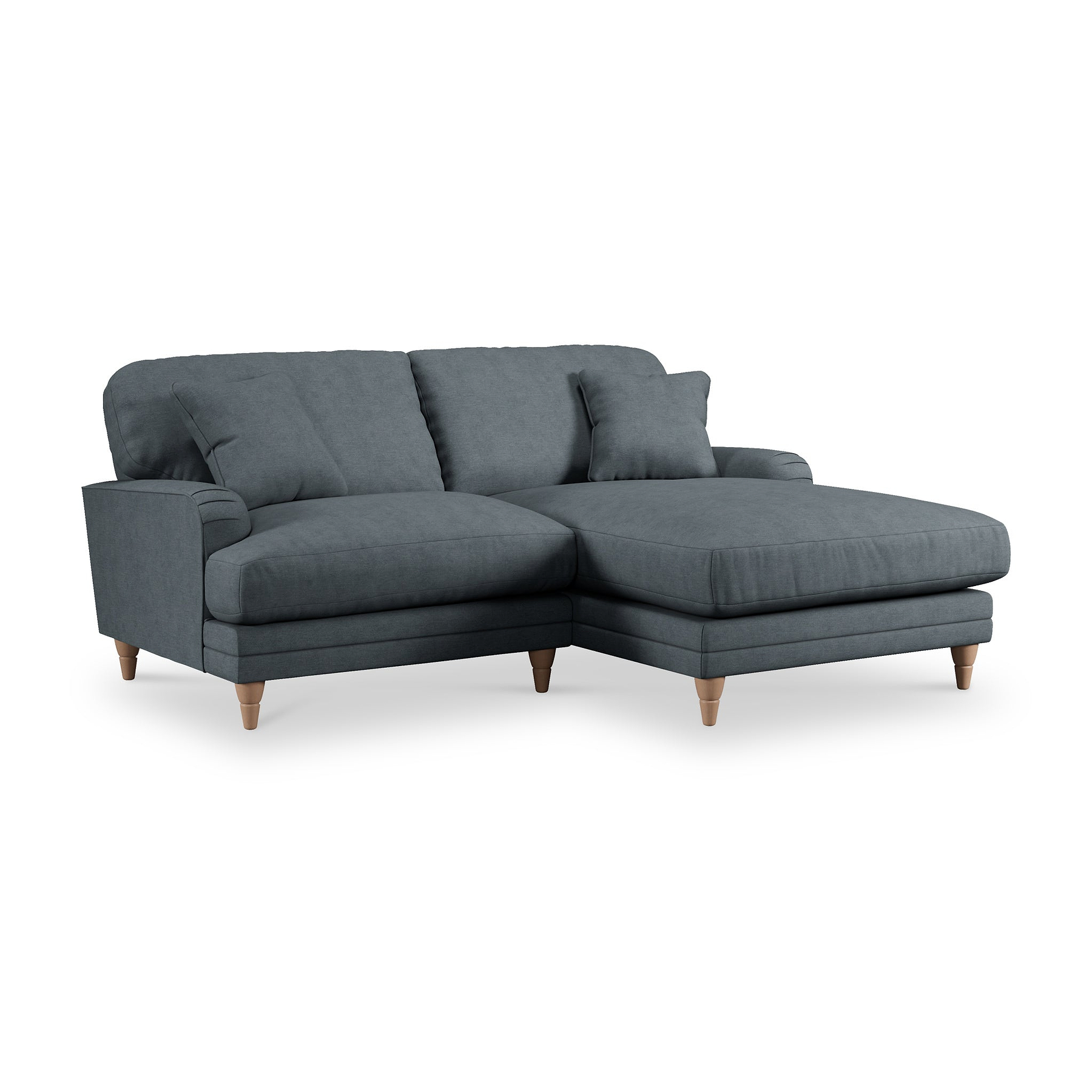 Bampton 3 Seater Chaise Sofa Granite Oak Feet from Roseland Furniture