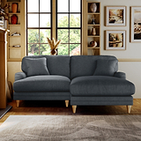 Bampton 3 Seater Chaise Sofa Granite Oak Feet from Roseland Furniture