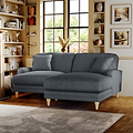 Bampton 3 Seater Chaise Sofa Granite Oak Feet from Roseland Furniture