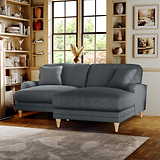 Bampton 3 Seater Chaise Sofa Granite Oak Feet from Roseland Furniture