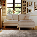 Bampton 3 Seater Chaise Sofa RH Cream Oak Feet from Roseland Furniture
