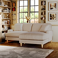 Bampton 3 Seater Chaise Sofa RH Cream Oak Feet from Roseland Furniture