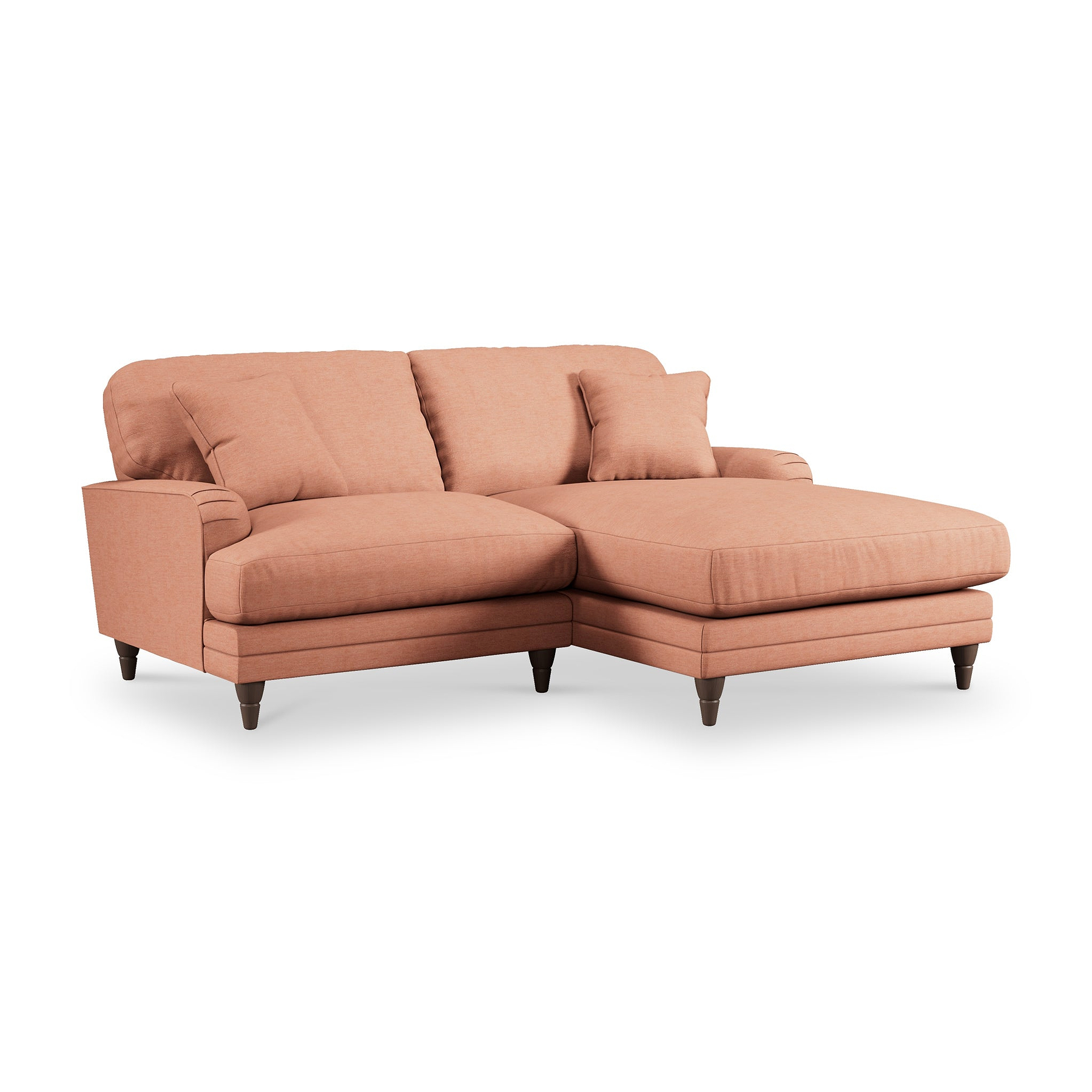 Bampton 3 Seater Chaise Sofa RH Salmon Beech Feet from Roseland Furniture