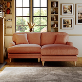 Bampton 3 Seater Chaise Sofa RH Salmon Oak Feet from Roseland Furniture