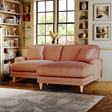 Bampton 3 Seater Chaise Sofa RH Salmon Oak Feet from Roseland Furniture