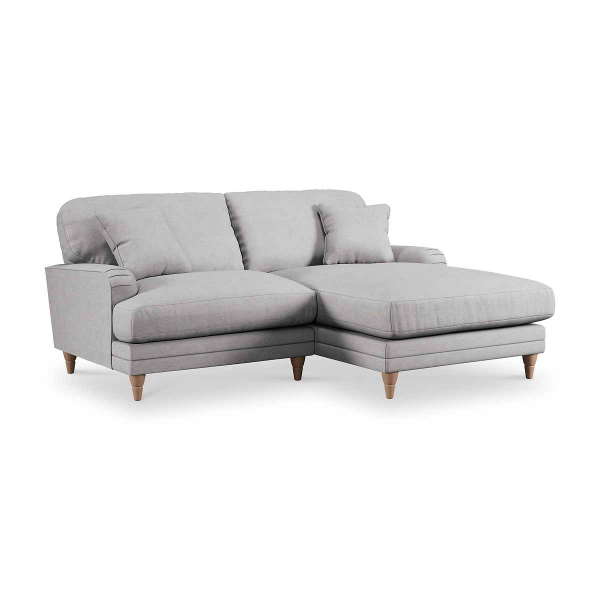 Bampton 3 Seater Chaise Sofa RH Silver Oak Feet from Roseland Furniture