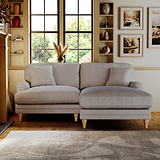 Bampton 3 Seater Chaise Sofa RH Silver Oak Feet from Roseland Furniture