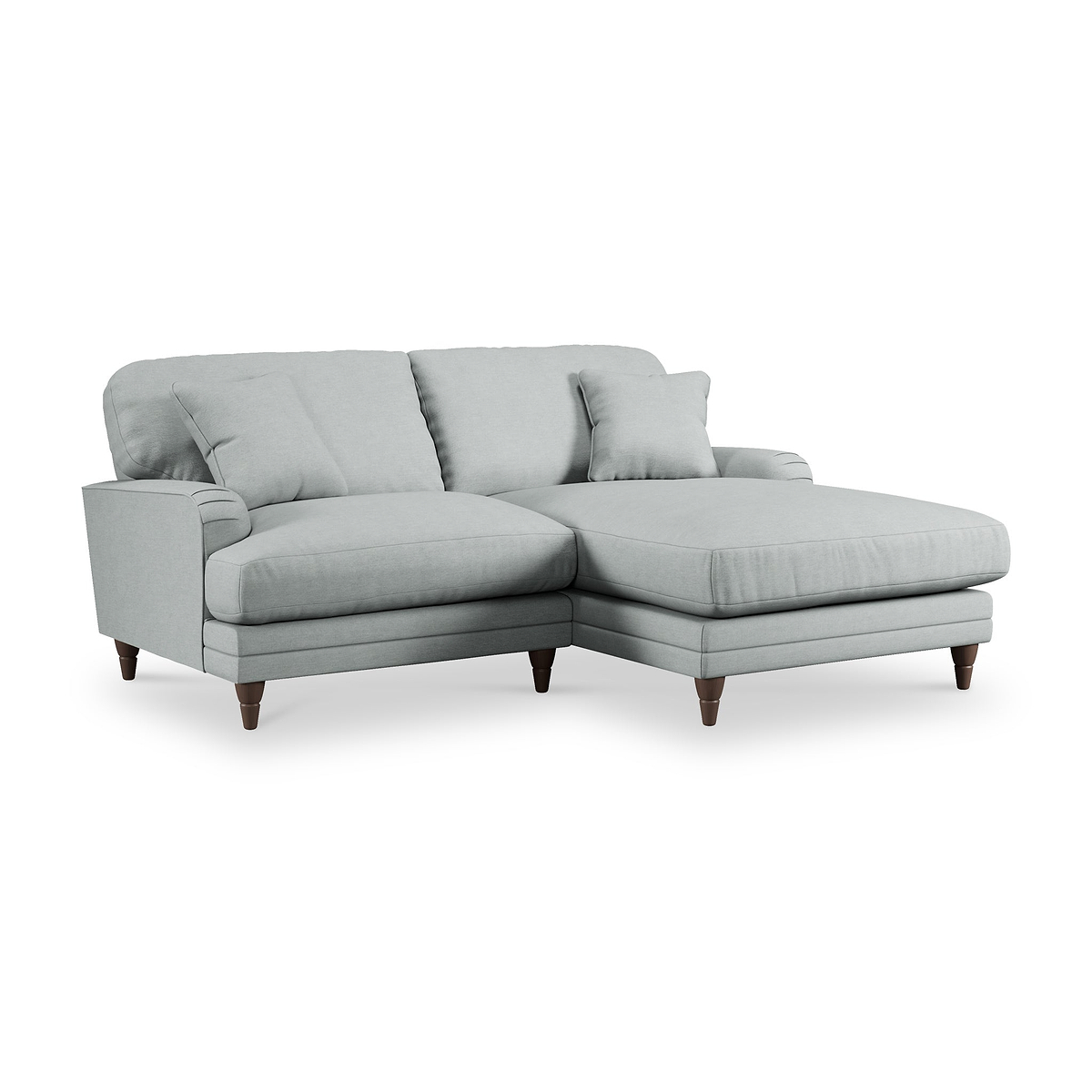 Bampton 3 Seater Chaise Sofa RH Warm Grey Beech Feet from Roseland Furniture