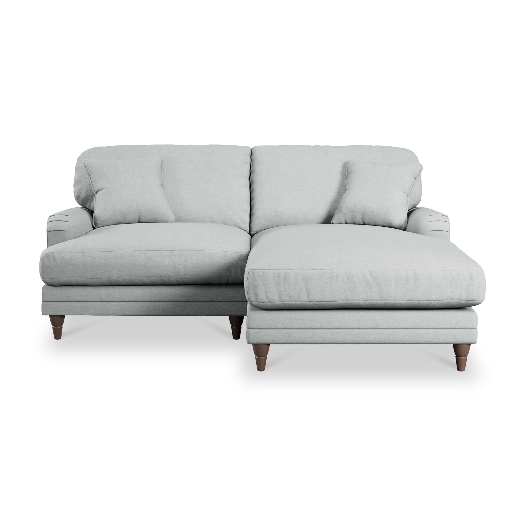 Bampton 3 Seater Chaise Sofa RH Warm Grey Beech Feet from Roseland Furniture