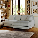 Bampton 3 Seater Chaise Sofa RH Warm Grey Beech Feet from Roseland Furniture