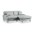 Bampton 3 Seater Chaise Sofa RH Warm Grey Oak Feet from Roseland Furniture