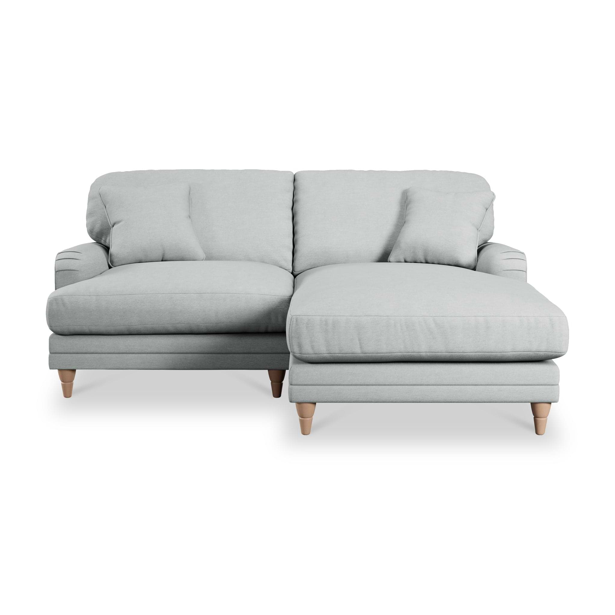 Bampton 3 Seater Chaise Sofa RH Warm Grey Oak Feet from Roseland Furniture