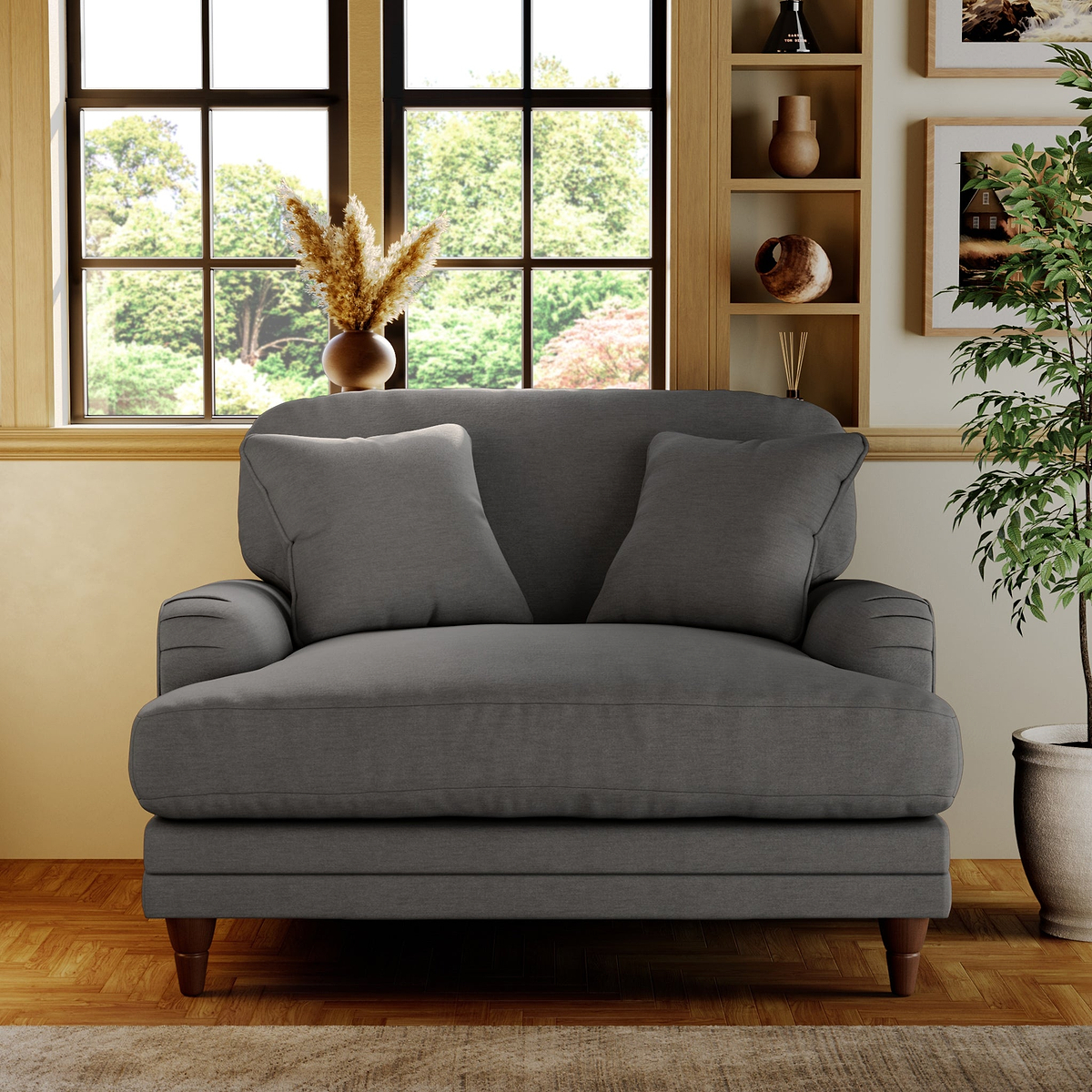 Bampton Snuggle Armchair Charcoal Beech Feet from Roseland Furniture