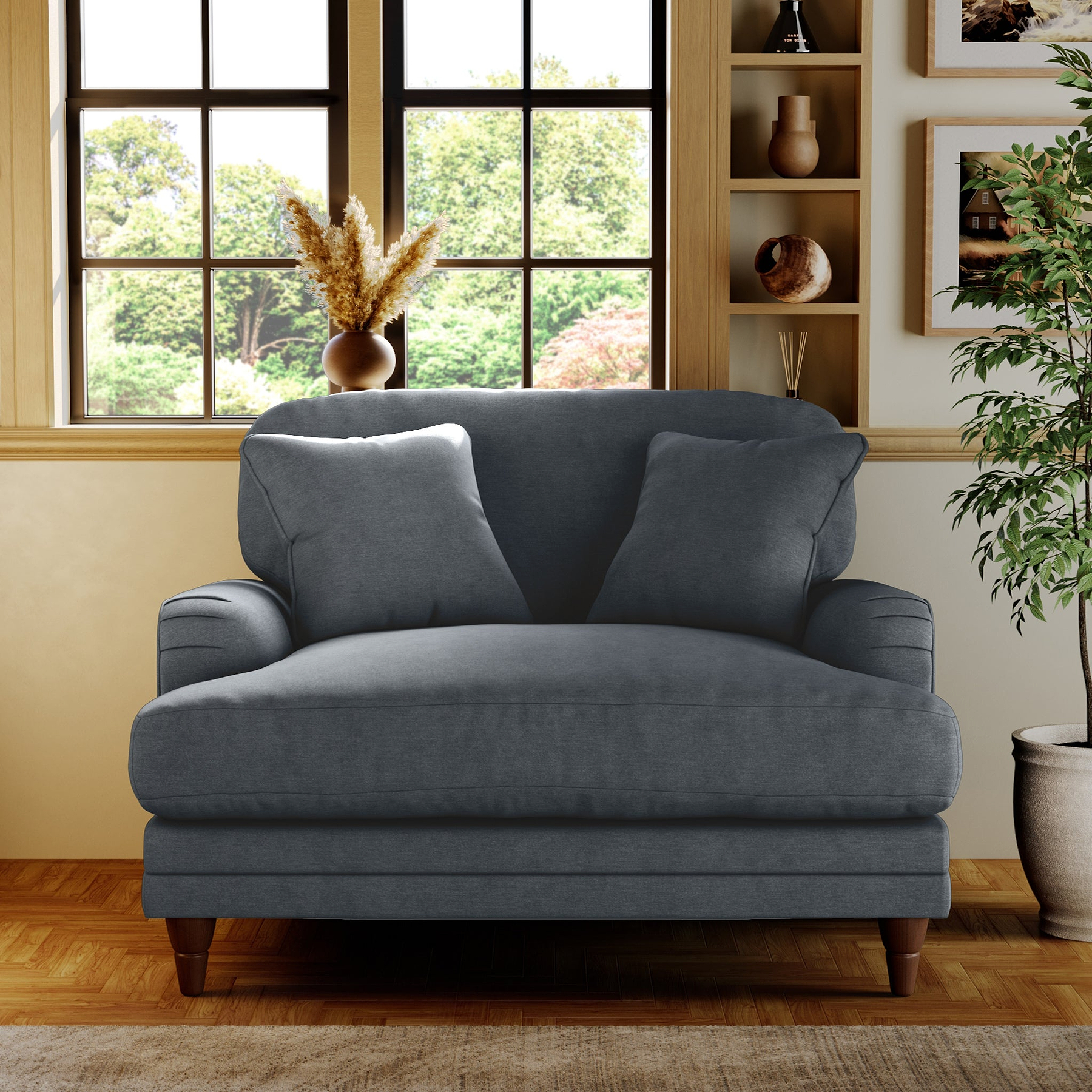 Bampton Snuggle Armchair Granite Beech Feet from Roseland Furniture