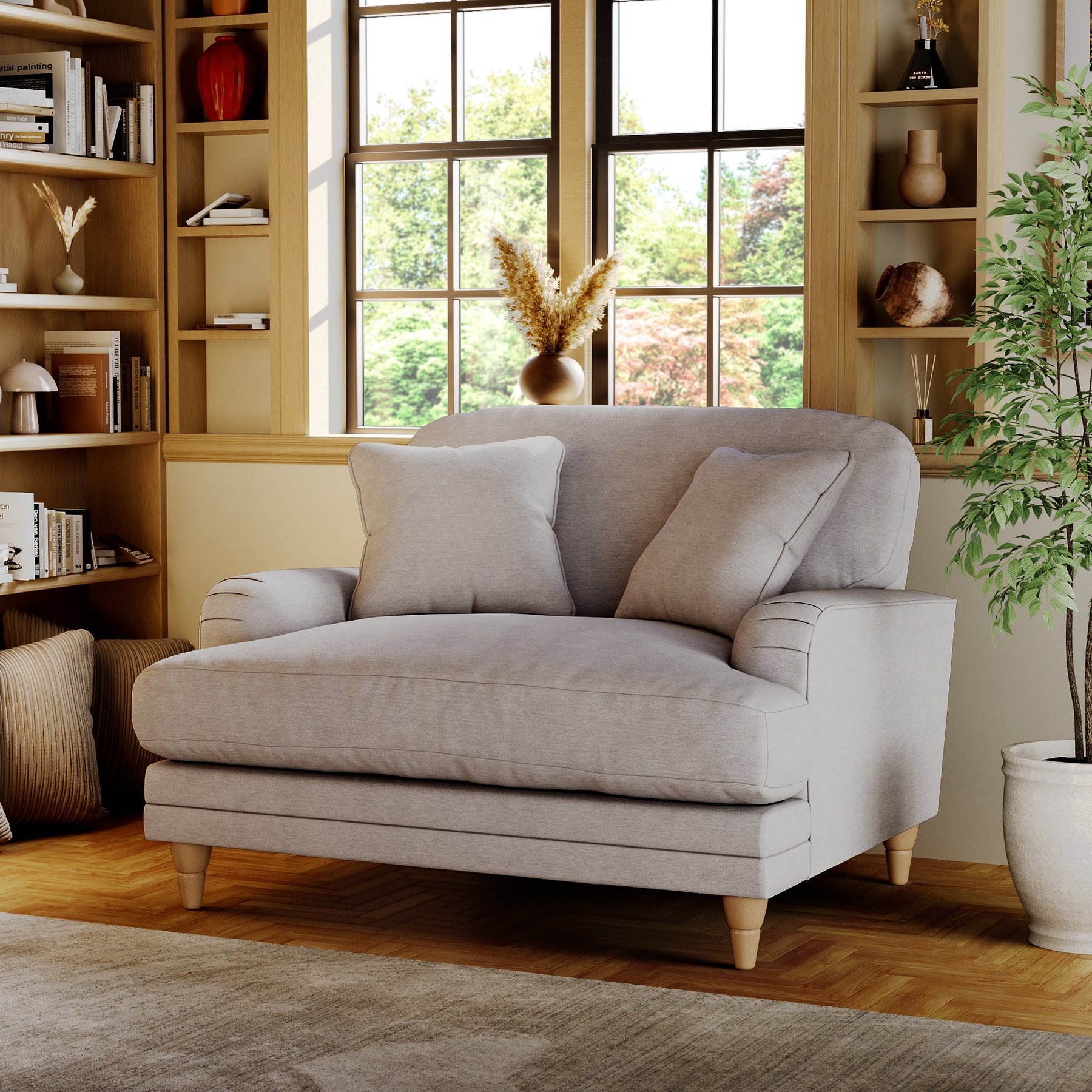 Bampton Snuggle Armchair Silver Oak Feet from Roseland Furniture