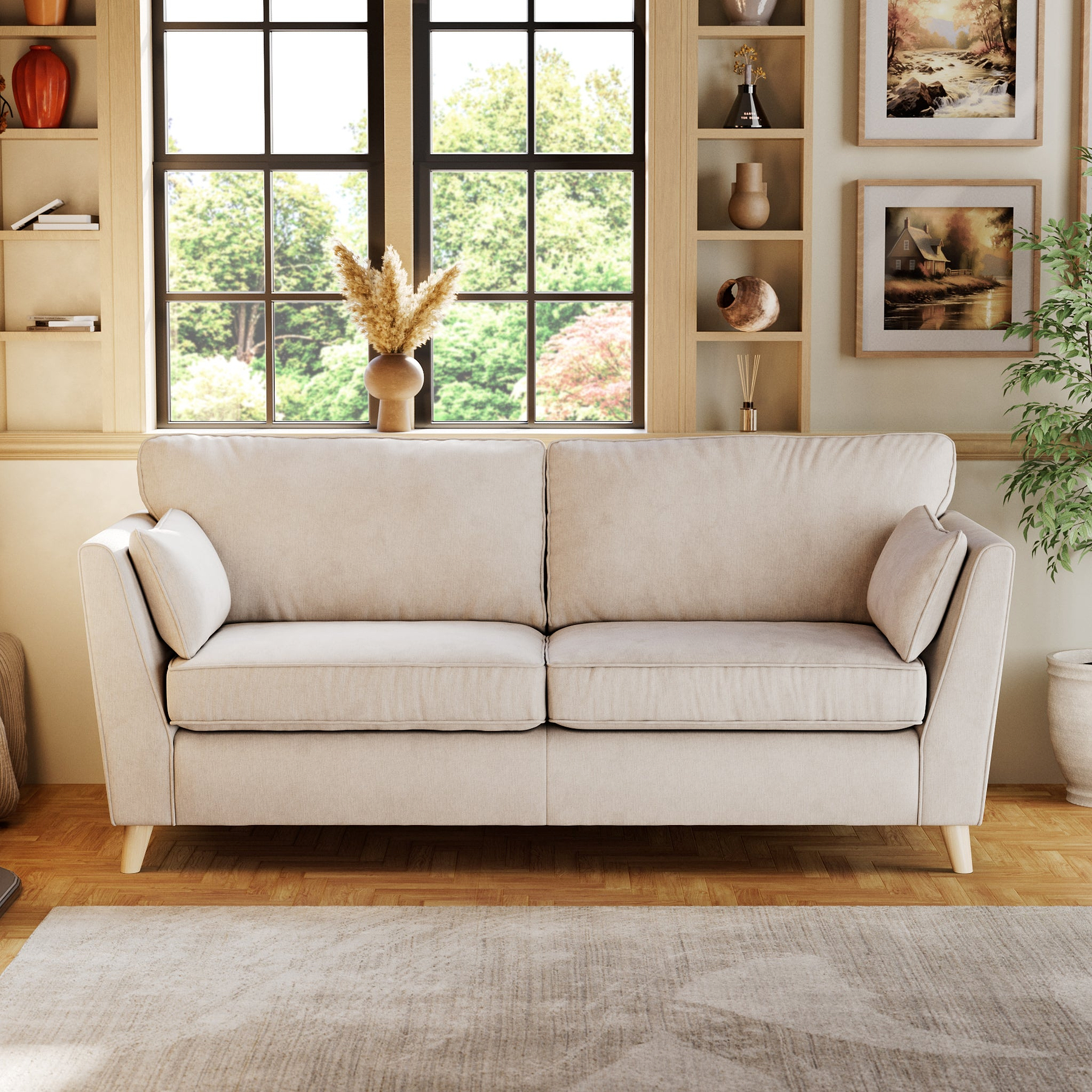 Osten 3 Seater Sofa Stone Oak Feet from Roseland Furniture