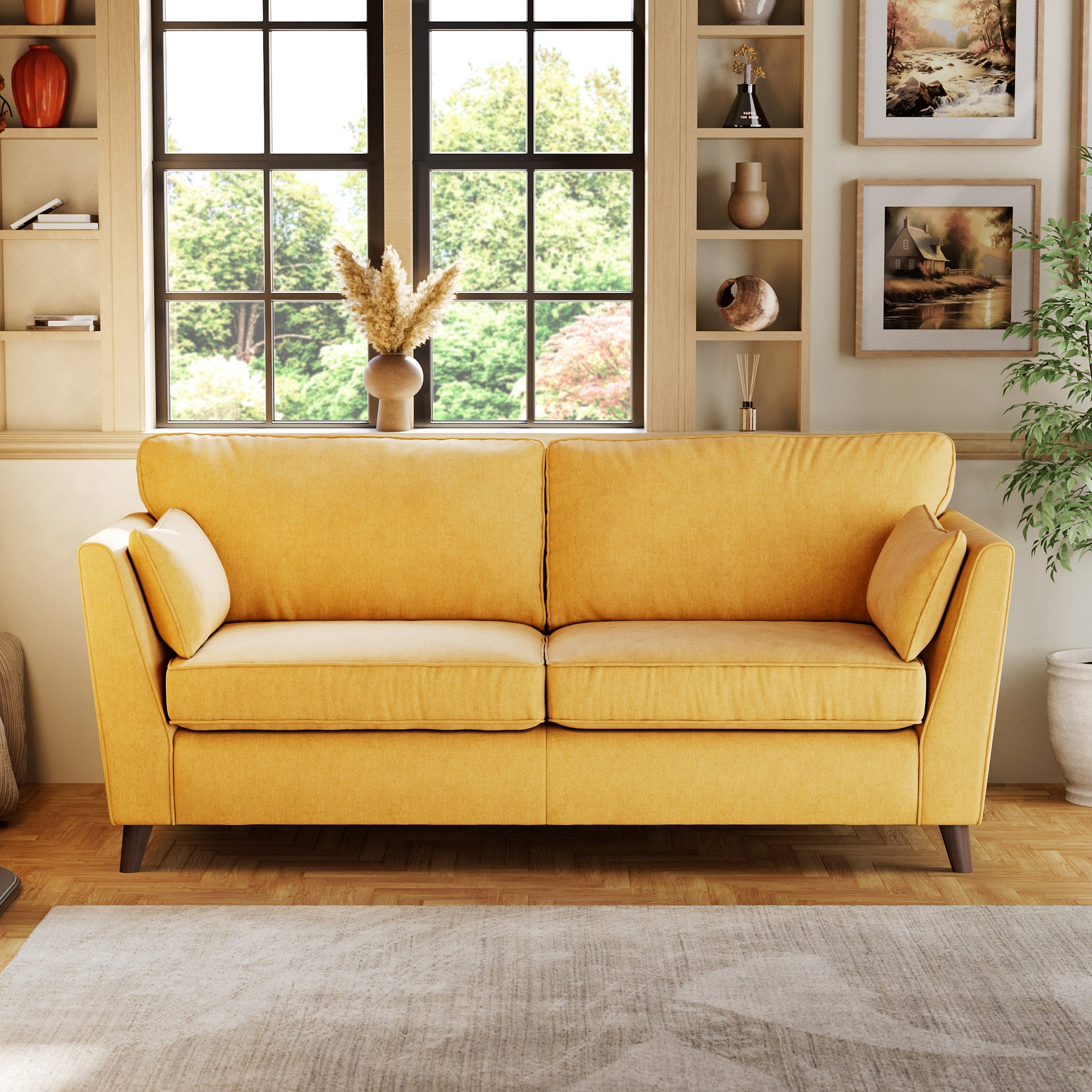 Osten 3 Seater Sofa Lemon Beech Feet from Roseland Furniture