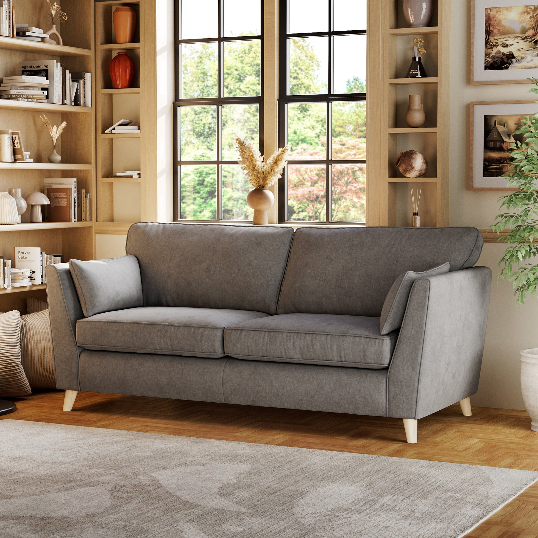 Osten 3 Seater Sofa Pewter Oak Feet from Roseland Furniture