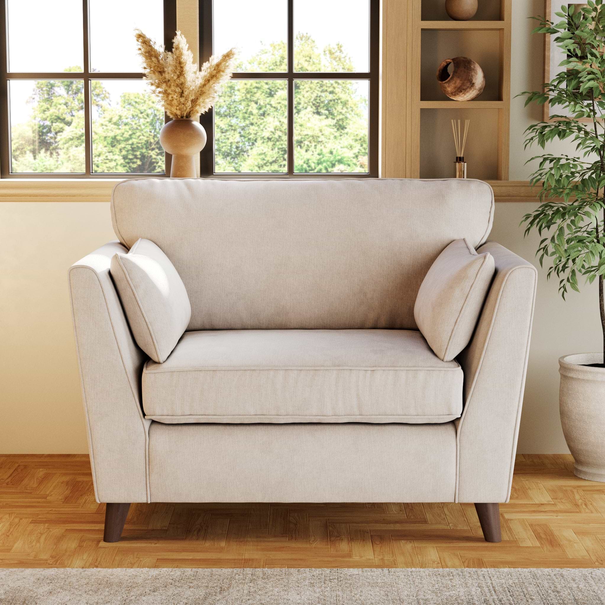 Osten Snuggler Armchair Stone Beech Feet from Roseland Furniture