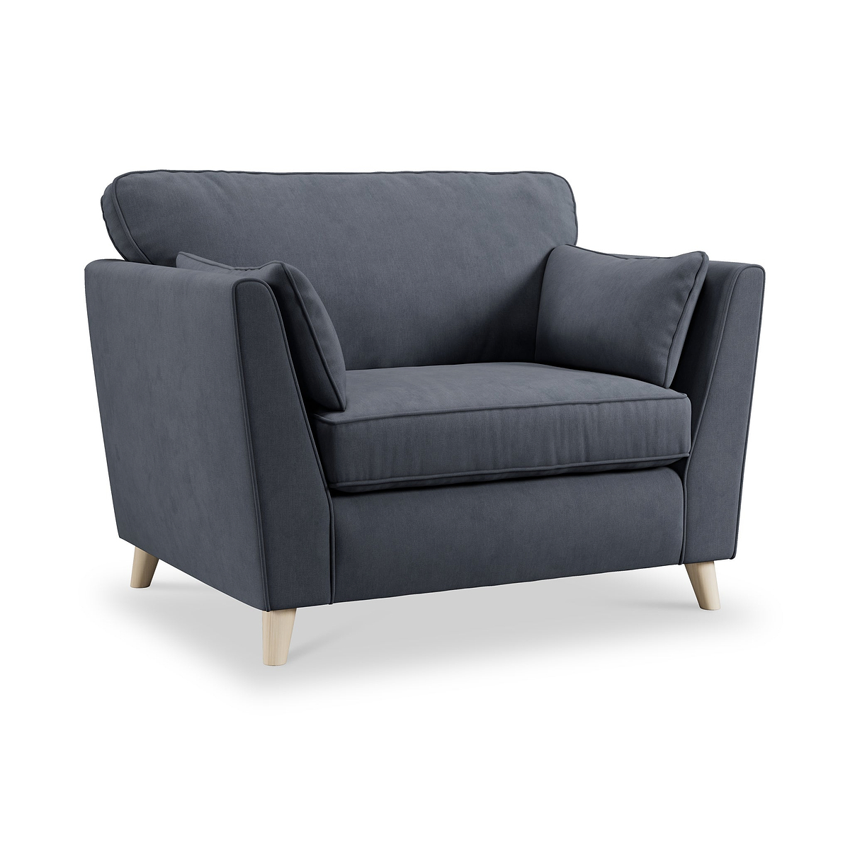 Osten Snuggler Armchair Navy Oak Feet from Roseland Furniture