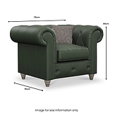 Everett Leather Armchair Green Washed Oak Feet from Roseland Furniture