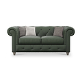Everett Leather 2 Seater Sofa Green Washed Feet from Roseland Furniture