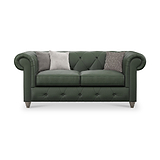 Everett Leather 2 Seater Sofa Green Washed Feet from Roseland Furniture