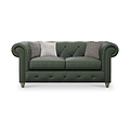 Everett Leather 2 Seater Sofa Green Walnut Feet from Roseland Furniture