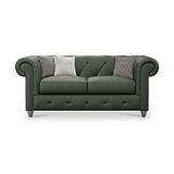Everett Leather 2 Seater Sofa Green Walnut Feet from Roseland Furniture