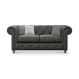 Everett Leather 2 Seater Sofa Raven Washed Feet from Roseland Furniture