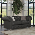 Everett Leather 2 Seater Sofa Raven Washed Feet from Roseland Furniture