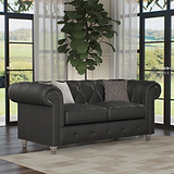 Everett Leather 2 Seater Sofa Raven Washed Feet from Roseland Furniture