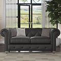 Everett Leather 2 Seater Sofa Raven Washed Feet from Roseland Furniture