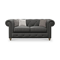 Everett Leather 2 Seater Sofa Raven Walnut Feet from Roseland Furniture