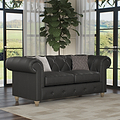 Everett Leather 2 Seater Sofa Raven Walnut Feet from Roseland Furniture