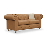 Everett Leather 2 Seater Sofa Saddle Walnut Feet from Roseland Furniture